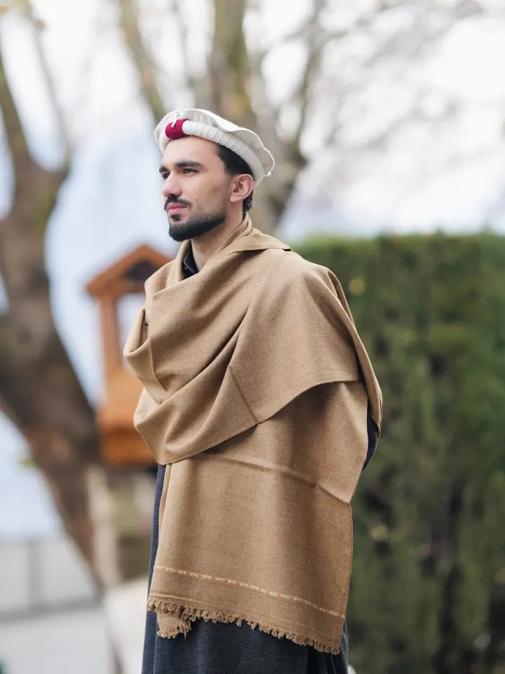 Chitrali Woolen Shawl For Gents brwon