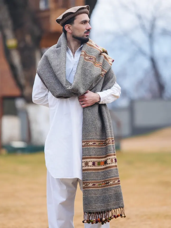 Chitrali Woolen Shawl For Gents gray
