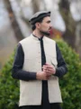Men’s Warm Wool Waistcoat, Premium Winter Wear off white