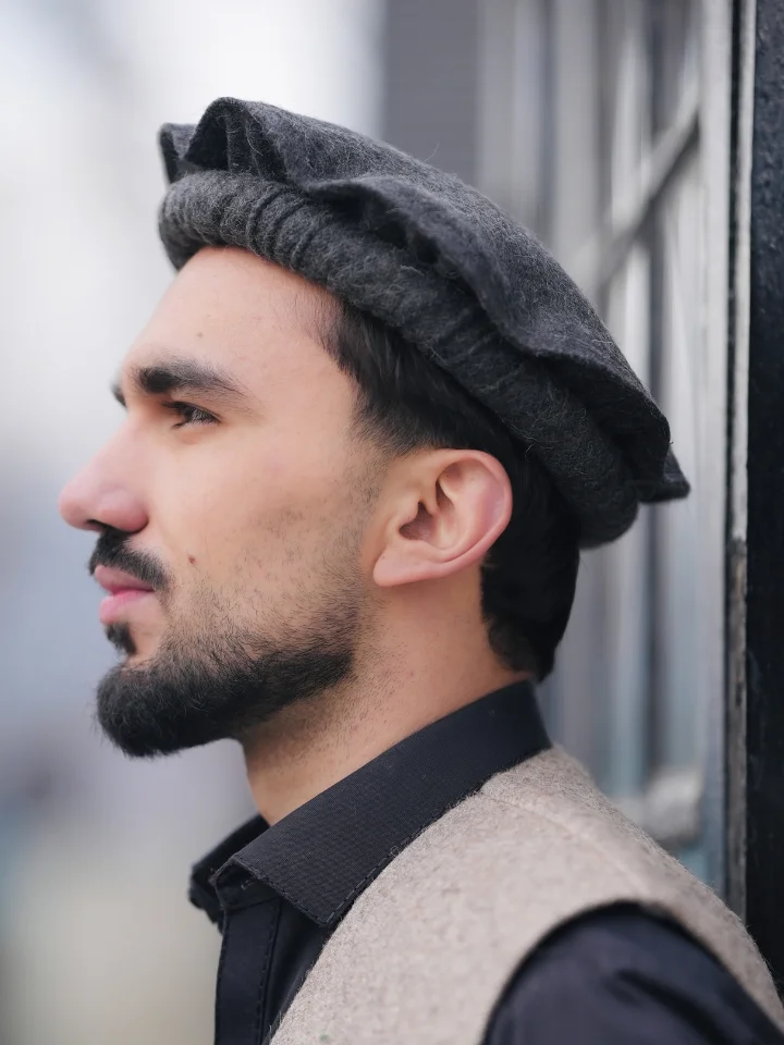 Premium Chitrali Wool Cap (Phakool) Black 4