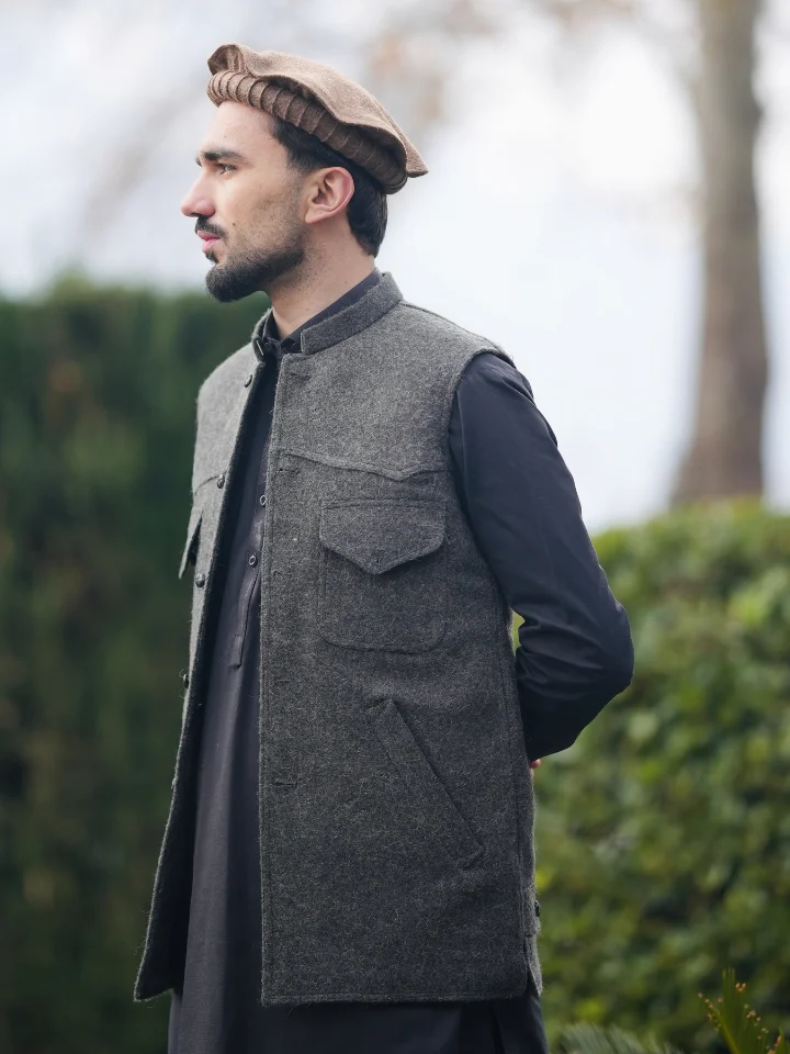 Men’s Warm Wool Waistcoat, Premium Winter Wear black
