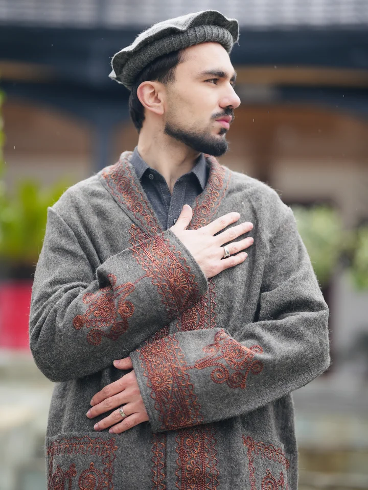 Men’s Thick Wool Long Coat (Chugha) gray